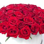 Arrangement Of Red Roses In A White Box