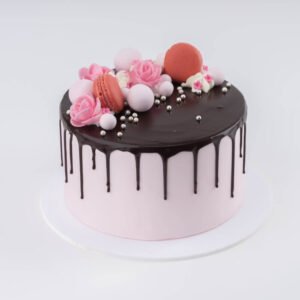 Pink Chocolate Drip Cream Cake