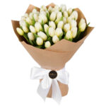 50 pcs white tulips bouquet